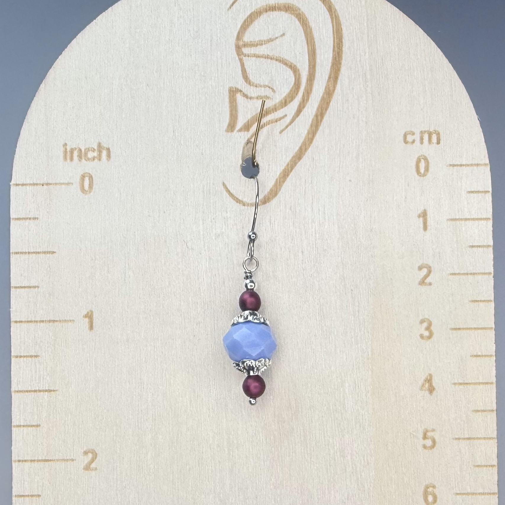 Periwinkle Faceted Glass & Pearlized Glass Dangles (E2288) - Image 2