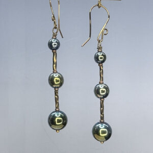 Hematite & Twisted Glass Dangles (E2294)