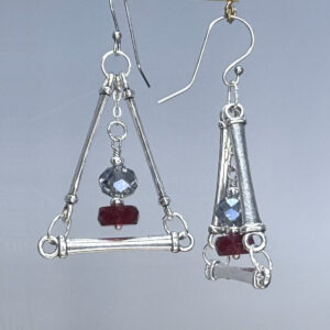 Tibetan Silver & Crystal Triangle Dangles (E2311)