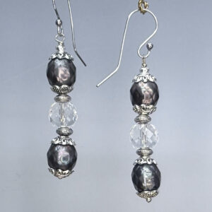 Faceted Freshwater Pearl & Crystal Dangles (E2333)