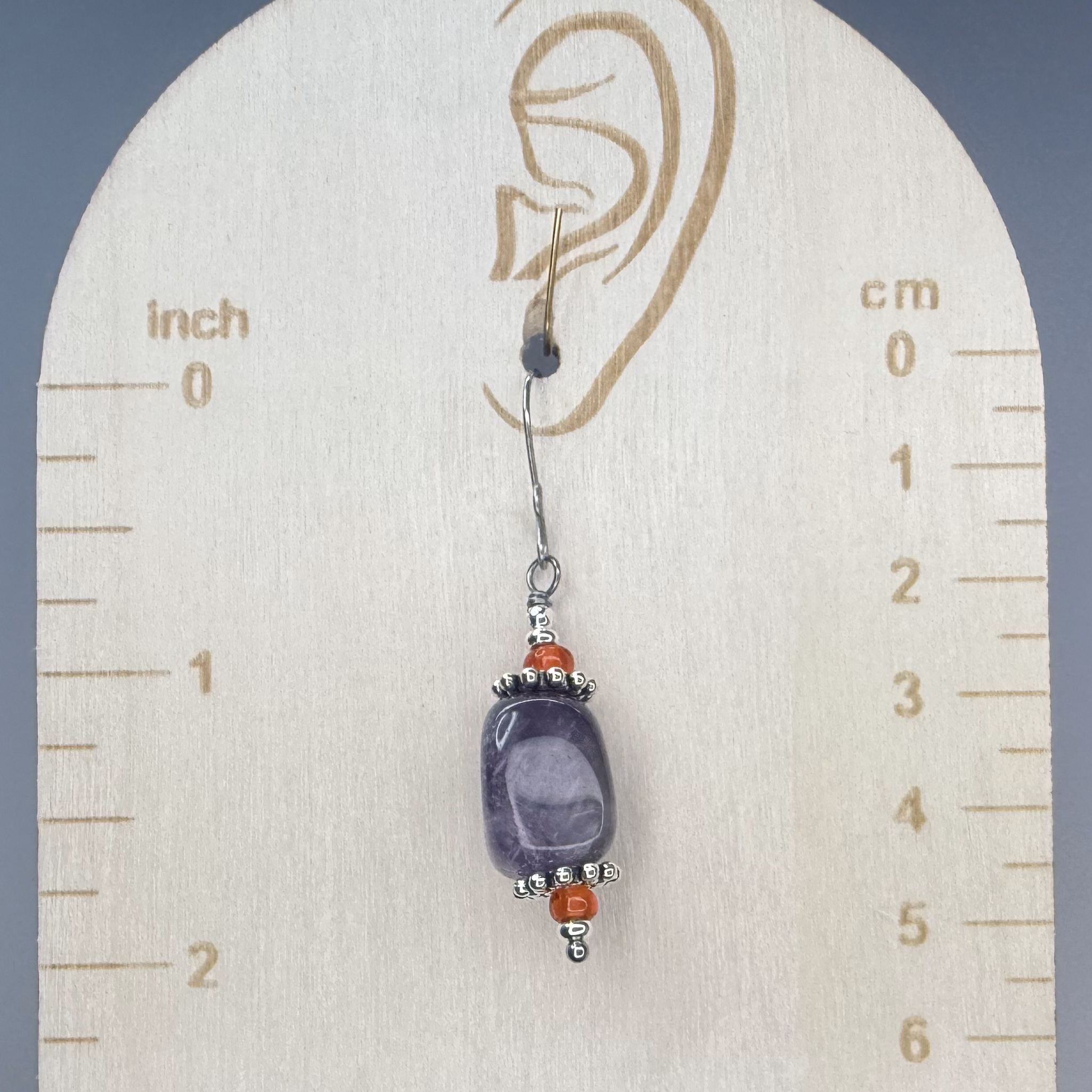 Boulder Amethyst & Glass Dangles (E2349) - Image 2