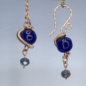 Spiral Wrapped Druk Glass & Crystal Dangles (E2361)