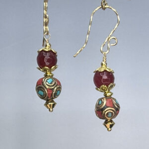 Faceted Glass & Nepalese Dangles (E2363)