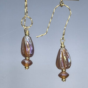 Carnival Glass Fluted Teardrop Dangles (E2385)