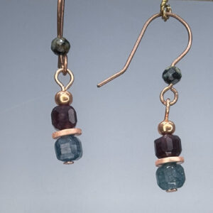 Garnet & Iolite Square Dangles (E2392)