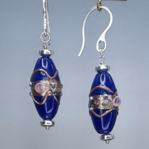Dark Blue Wedding Cake Dangles (E2409)