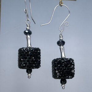 Black Pave Cube Dangles (E2418)