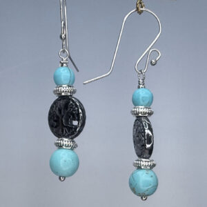 Turquoise & Hematite Tree Of Life Dangles (E2422)