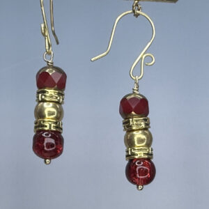 Crackle & Cathedral Glass Brass Dangles (E2426)