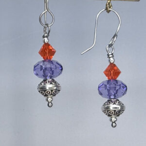 Purple & Orange Crystal Dangles (E2436)