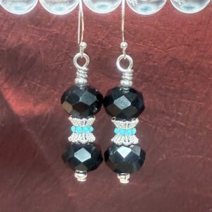 Black Crystal Corset Dangles (E2442)