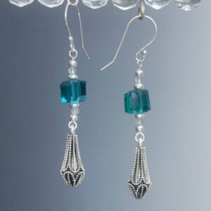 Tibetan Silver Focal & Crystal Dangles (E2462)