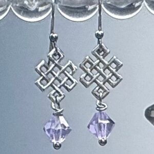Tibetan Silver Link & Crystal Drop Dangles (E2476)