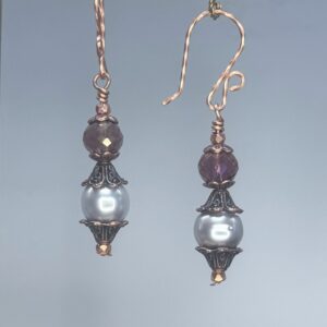 Silver Pearl & Crystal Dangles (E2576)