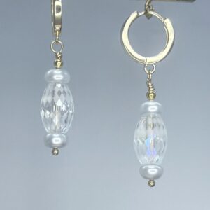 Pearl Rondelle & Czech Crystal Dangles (E2578)