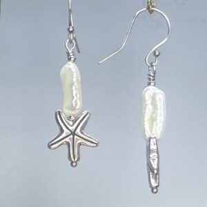 Starfish & Keshi Pearl Dangles (E2588)