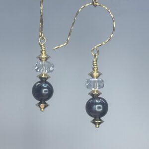 Black Pearl & Czech Crystal Dangles (E2600)