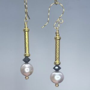 Brass Rod & Pearl Dangles (E2610)