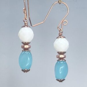 Milk & Cats Eye Glass Dangles (E2642)