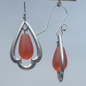 Dark Orange Frosted Glass Dangles (E2699)