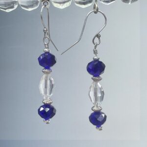 Blue & Clear Czech Crystal Dangles (E3082)