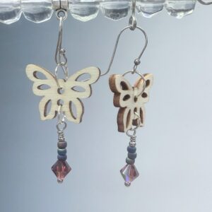 Wooden Butterfly Dangles (E3097)