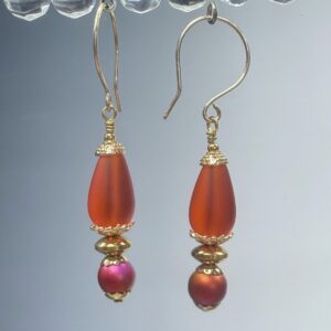 Frosted Teardrop & Electroplated Glass Dangles (E3106)