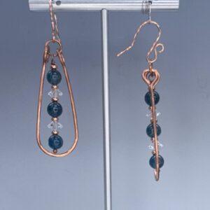 Copper Teardrop & Crystal Dangles (E3537)