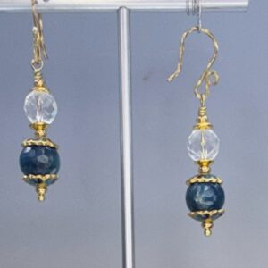 Faceted Blue Agate & Crystal Dangles (E3539)