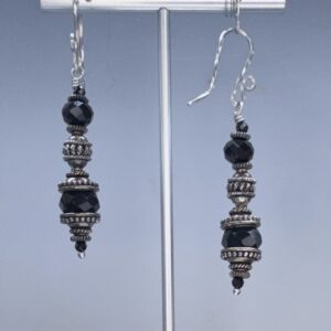 Oxidized Silver & Black Crystal Dangles (E3551)
