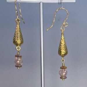 Brass Teardrop & Crystal Dangles (E3557)