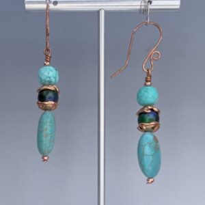 Turquoise & Electroplated Glass Dangles (E3610)