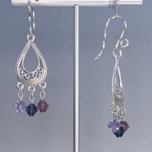 Tibetan Teardrop & Crystal Dangles (E3612)