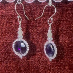 Cushion cut amethyst & Labradorite dangles (E3778)