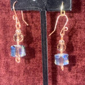 Copper crystal & cube dangles (E3781)