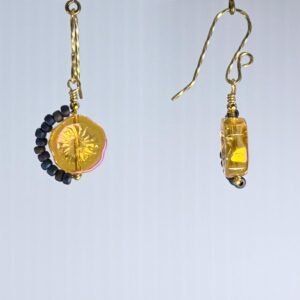 Pressed Glass & Seed Bead Dangles (E4175)