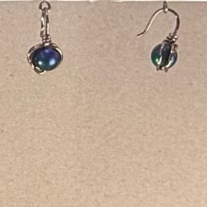 Wire Wrapped Glass Huggies (E4189)