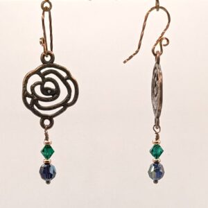 Antique Copper Rose Dangles (E4257)