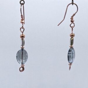 Pale Blue Oval & Table Cut Glass Dangles (E4265)