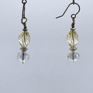 Pale Yellow Crystal Polyhedron Dangles (E4271)