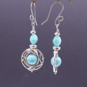 Framed Turquoise & Amazonite Dangles (E4309)