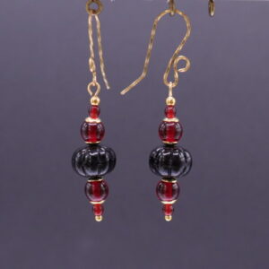 Red Druk & Black Melon Dangles (E4313)