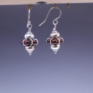 Balls & Loops With Tibetan Silver & Pearlized Glass (E4337)