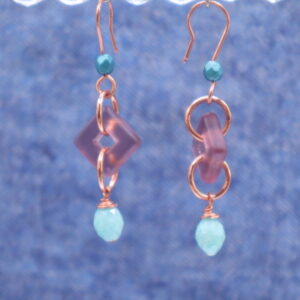Frosted Glass Square Dangles (E4362)