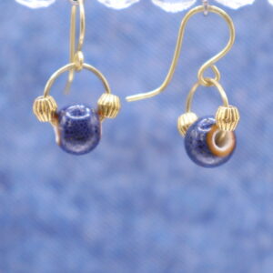 Blue Pottery Bead Dangles (E4368)