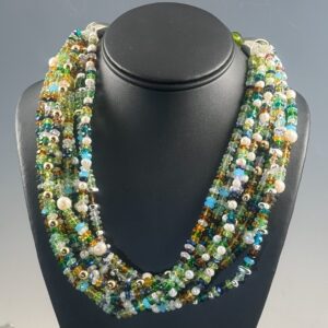 8-Strand Faceted Glass & Pearl Necklace (N1537)