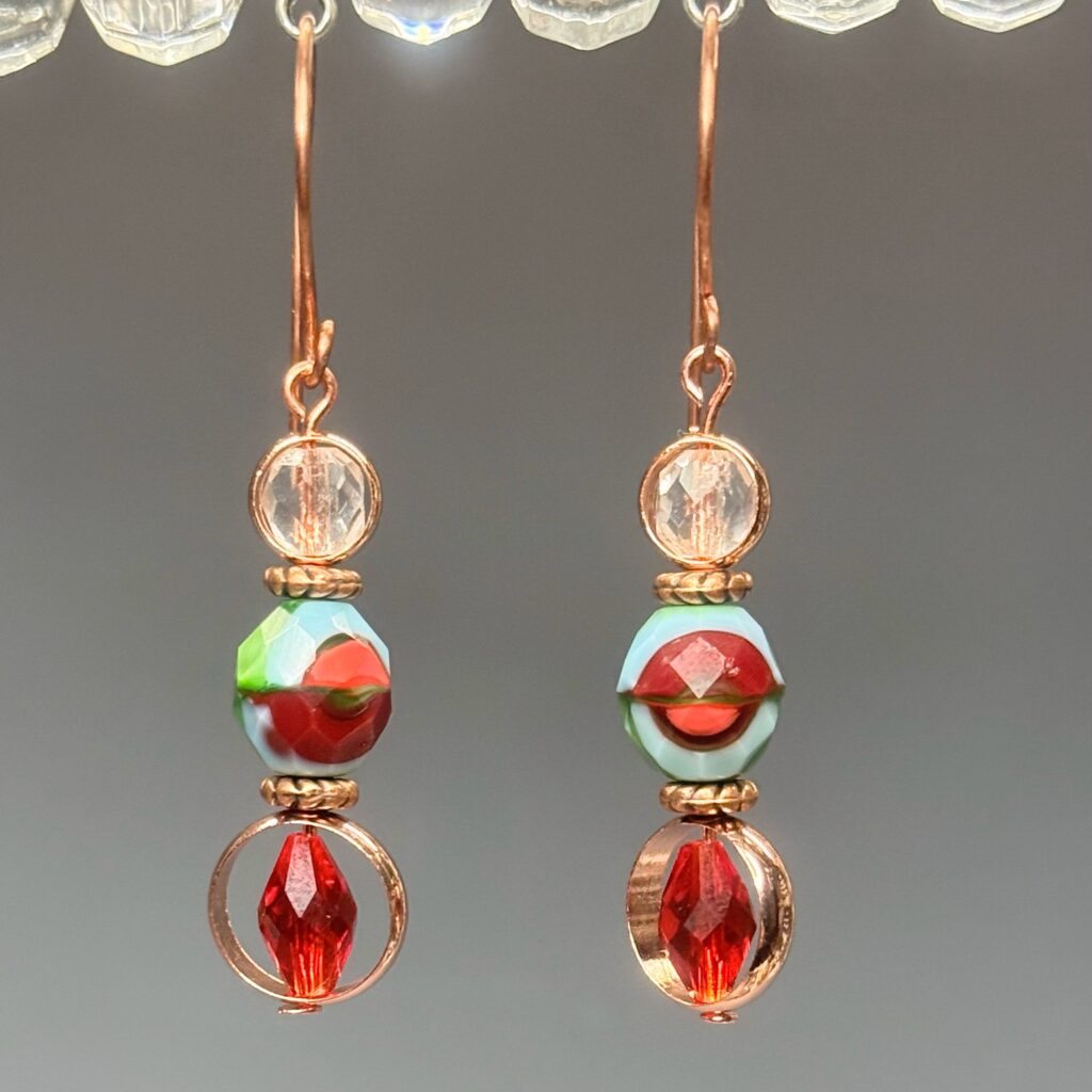 Copper Crystal & Lampwork Dangles