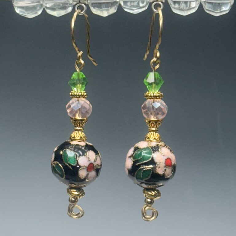 Cloisonne & Crystal Dangles