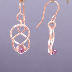 Copper & Garnet Wire Wrapped Dangles (E4913)