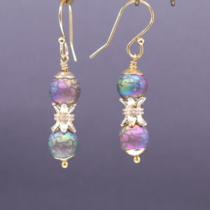 Electroplated Crackled Glass Dangles (E4914)